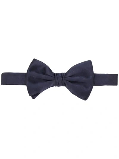 Giorgio Armani Bow Tie With Butterfly In Micro-striped Silk In Blue