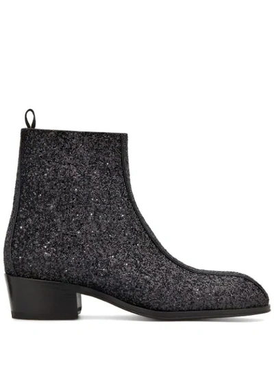 Giuseppe Zanotti New York Glitter Ankle Boots In Black