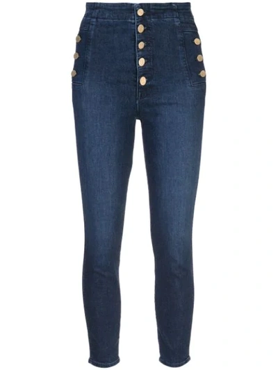 J Brand Natasha Button-up Skinny Jeans In Blue