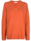 The Row Fine Knit V-neck Sweater In Orange