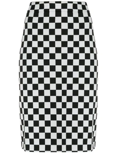 Boutique Moschino Chess Pencil Skirt In Black