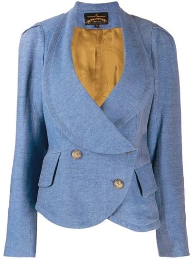 Pre-owned Vivienne Westwood Double-breasted Peplum Jacket In Blue