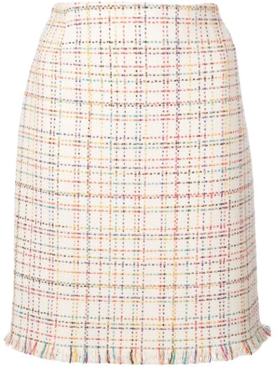 Akris Punto Rainbow Tweed Skirt In Neutrals