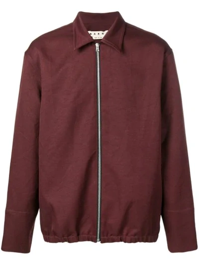 Marni Fitted Zip-up Jacket In Red