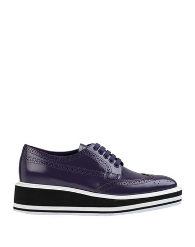 Prada Laced Shoes In Purple