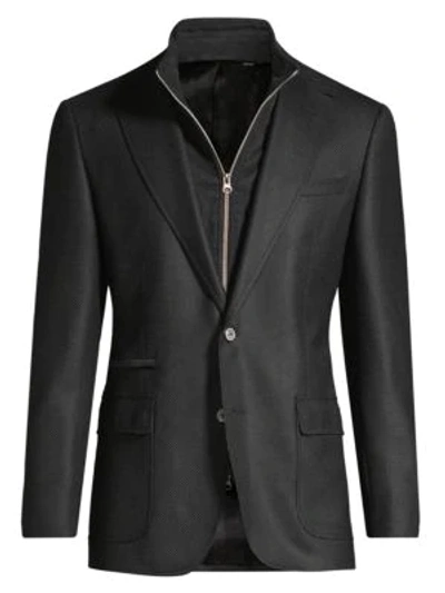 Robert Graham Men's Classic-fit Downhill Woven Wool & Cashmere Single-breasted Blazer In Black