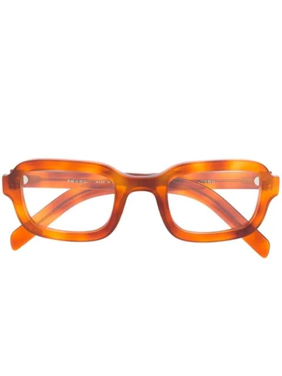 Prada Rectangular Frame Glasses In Orange