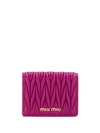 Miu Miu Matelassé Mini Wallet In Purple