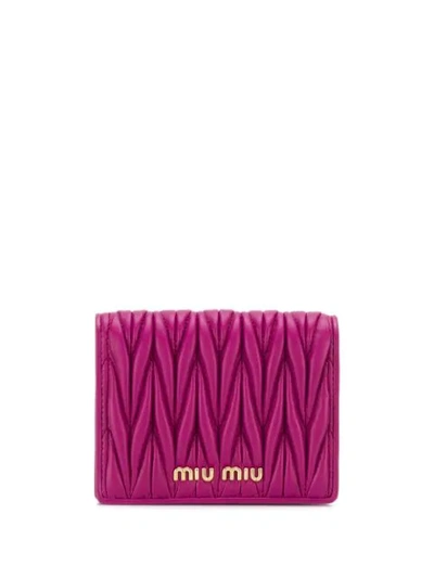 Miu Miu Matelassé Mini Wallet In Purple