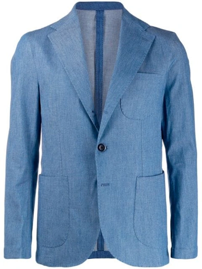 Entre Amis Chambray Blazer In Blue