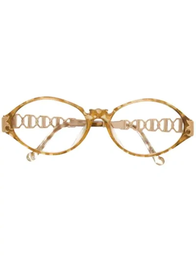 Pre-owned Christian Lacroix Oval Frame Glasses In Gold