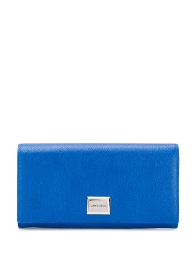 Jimmy Choo Grainy Leather Wallet In Elect Blue