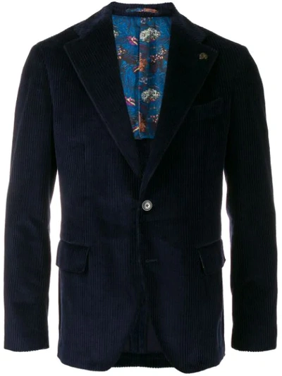 Gabriele Pasini Velvet Blazer Jacket In Blue