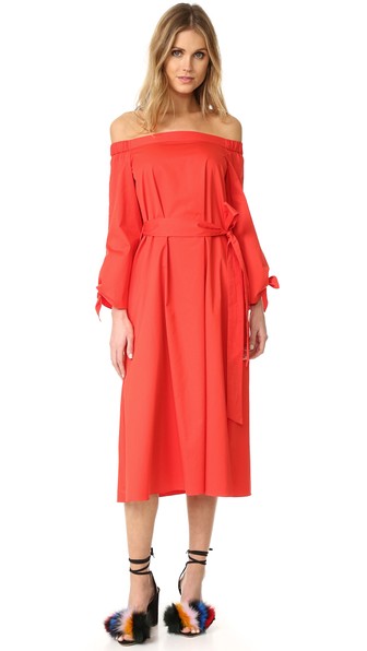 Tibi Off the Shoulder Midi Dress