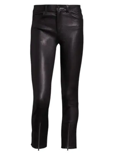 Helmut Lang Skinny Zip-cuff Leather Leggings, Black