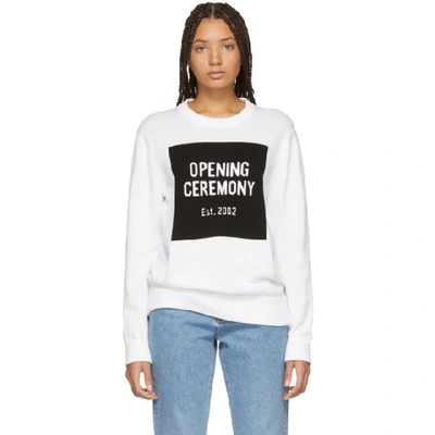 Opening Ceremony Box Logo Crew Neck Sweater In 1100 White/