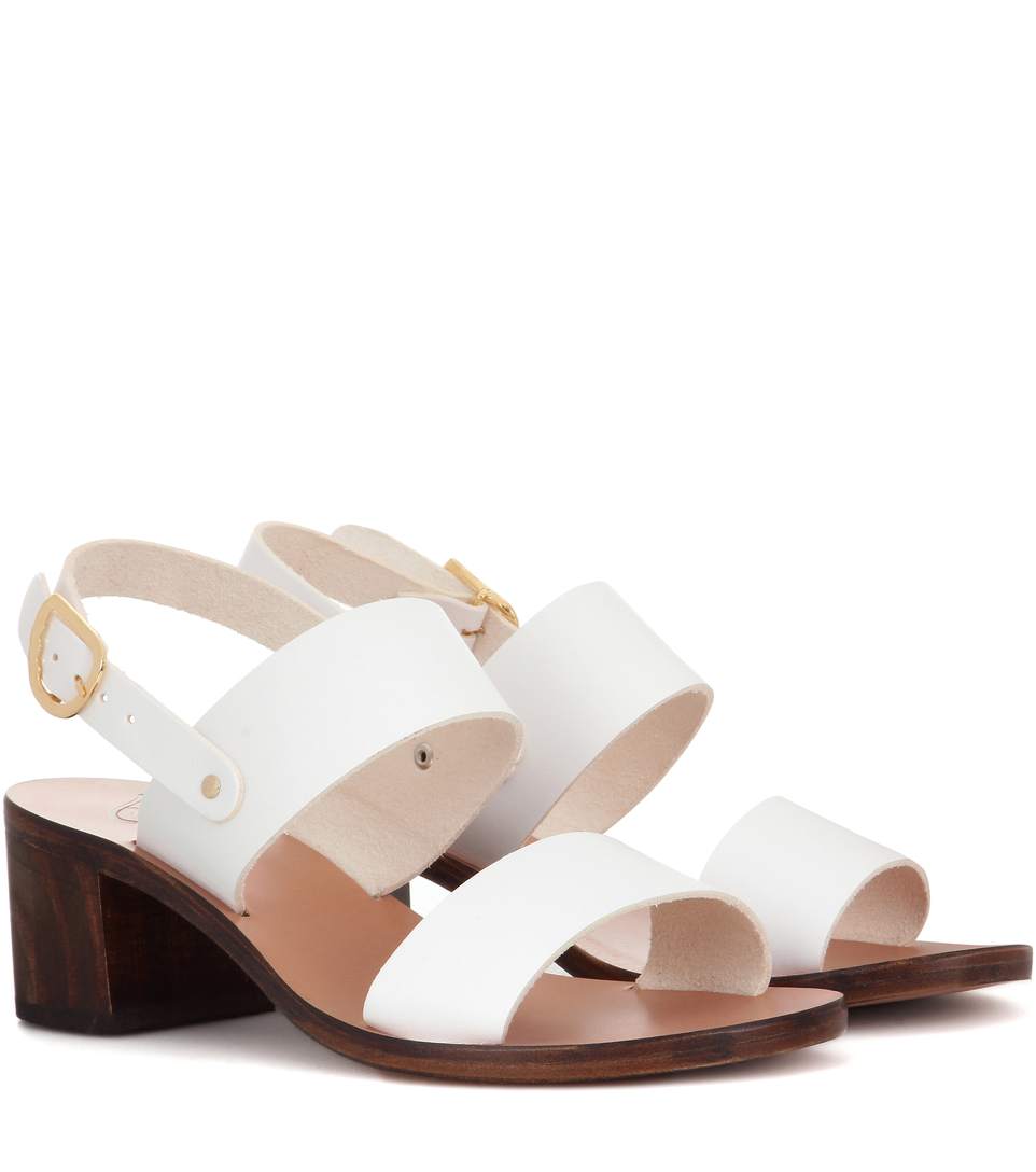 Ancient Greek Sandals Lefki Block Leather Sandals In White | ModeSens