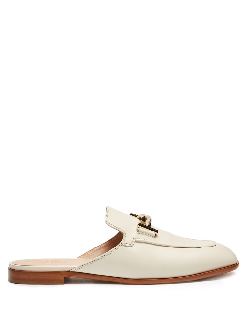 Tod's T-bar Leather Loafers In Ivory | ModeSens