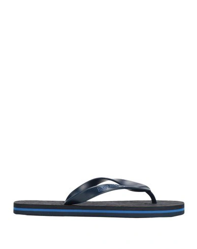 Emporio Armani Toe Strap Sandals In Blue