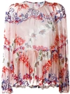 Msgm Flora Print Silk Blouse In Multicolour
