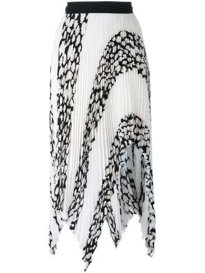 Proenza Schouler Printed Pleated Cloque Arched Asymmetric Skirt In White