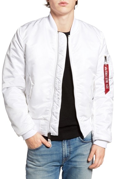 Alpha Industries Ma 1 Tt Slim Fit Nylon Bomber Jacket White Modesens