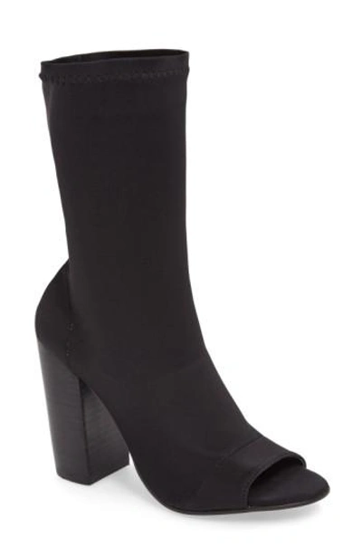 Tony Bianco Malo Open Toe Stretch Bootie In Black Lycra