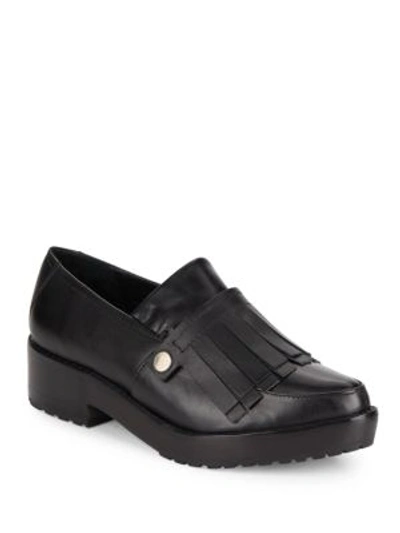 Tibi Esmae Leather Keltie Loafers In Black