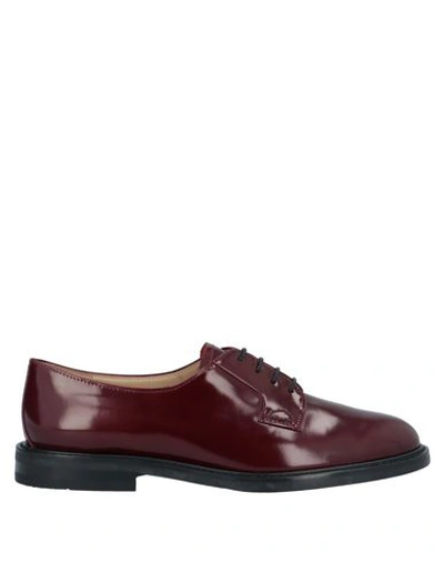 Theory Laced Shoes In Maroon