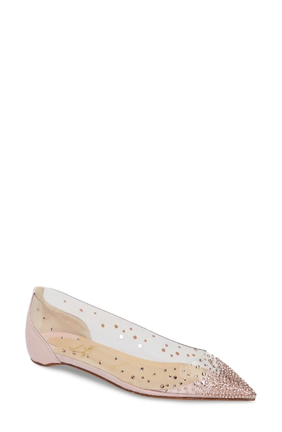 Christian Louboutin Degrastrass Red Sole Ballet Flats In Version Silk