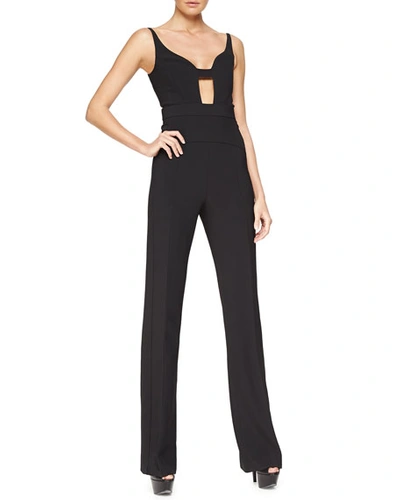 Narciso Rodriguez Sleeveless Cutout Scuba Crepe Jumpsuit In Black