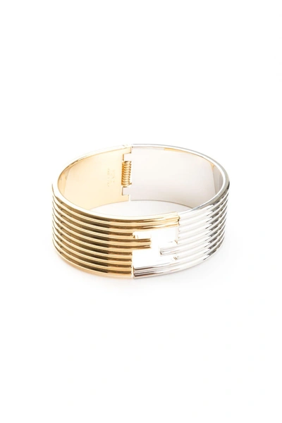 Fendi Solid Metal Bracelet In Oro Soft+palladiometallico