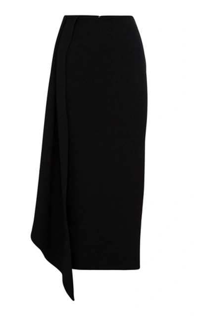 Alex Perry Keene Asymmetric Cady Midi Skirt In Black