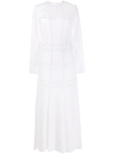 Gabriela Hearst Beavior Lace-trimmed Linen Dress In White