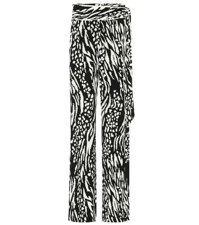 Veronica Beard Curtis Printed High-rise Crêpe Pants In Black