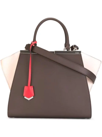 Fendi 3jours Colorblock Calfskin Leather Shopper - Brown In Moresco