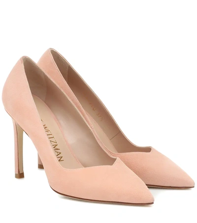 Stuart Weitzman Anny Pointed-toe Pumps In Beige