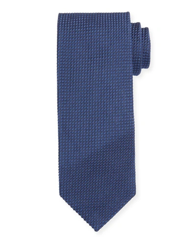 Tom Ford Micro-pattern Silk-blend Tie In Blue