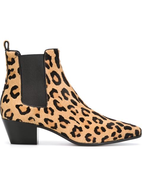 Saint Laurent Leopard-print Calf-hair Chelsea Boots In Animal Print ...