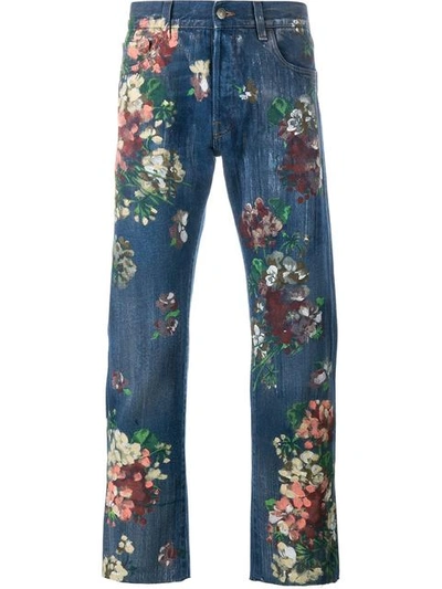 Gucci Floral Painted Jeans | ModeSens