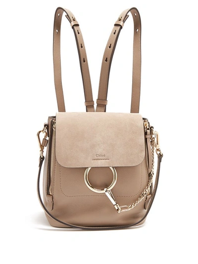 Chloé Faye Small Leather/suede Backpack In Grey