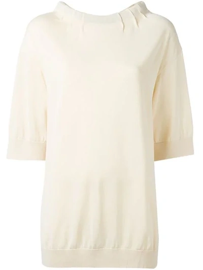 Marni Drawstring Collar Blouse In Neutrals