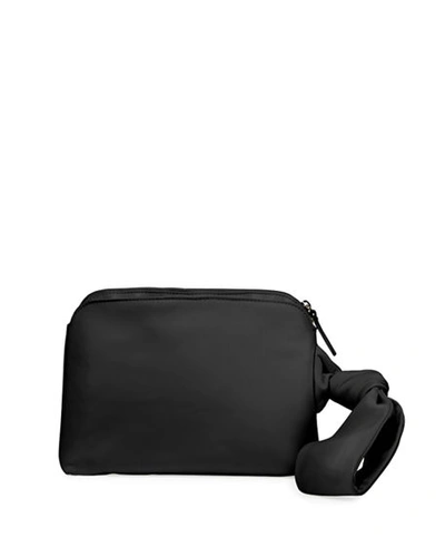 The Row Zip-top Leather Wristlet, Black Pattern