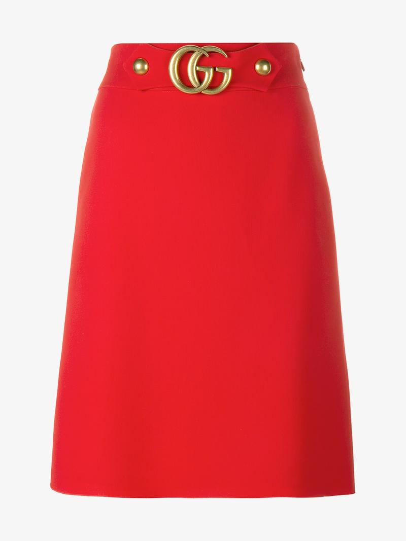 Gucci Logo Belt A-line Skirt | ModeSens