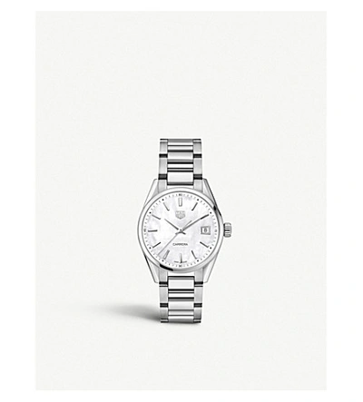 Tag Heuer Wbk1311.ba0652 Carrera Stainless Steel And Mother-of-pearl Watch In Mop