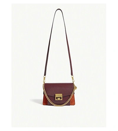Givenchy Gv3 Small Leather Shoulder Bag In Burgundy/red