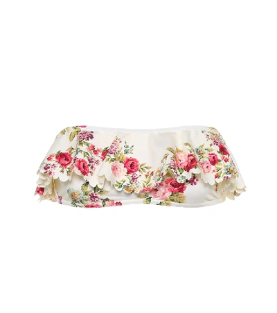 Zimmermann Honour Floral-print Bandeau Bikini Top In Cream Floral