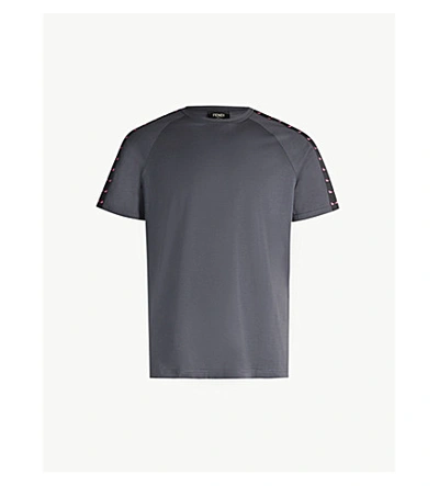 Fendi Graphic-print Cotton-jersey T-shirt In Grey