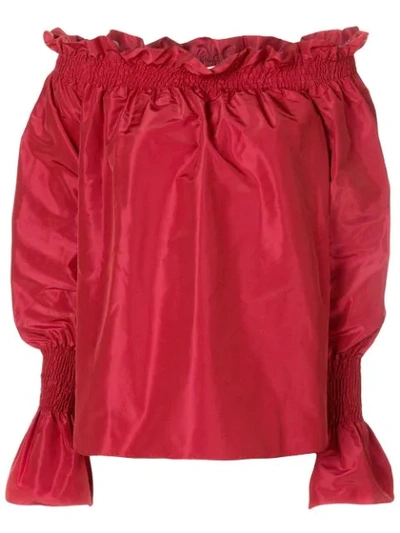 Adam Lippes Off-the-shoulder Blouse In Red