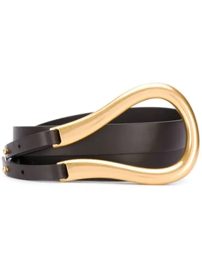 Bottega Veneta Medium Curved-loop Leather Belt In Brown